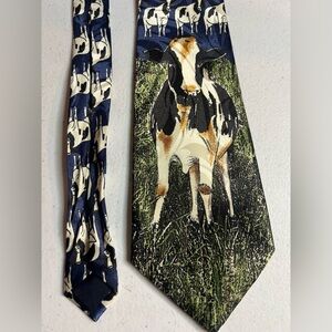 Vintage Steven Harris Cow Novelty Necktie Farm Country Preppy Casual